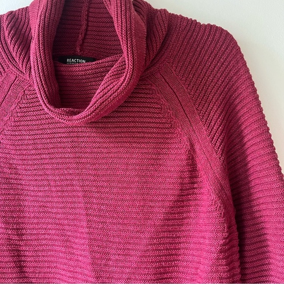 Kenneth Cole Reaction Red Cowl Neck Sweater M | 100% Cotton Cozy Pullover - Picture 10 of 11